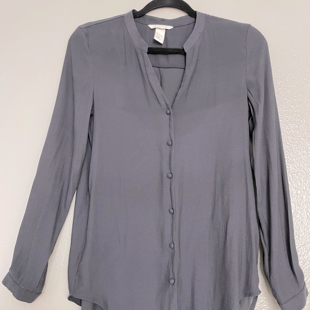 Grey Button Up Blouse H&M